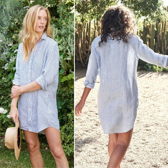 Frank & Eileen Dresses & Skirts - Frank & Eileen Mary Striped Blue White Linen Shirt Dress